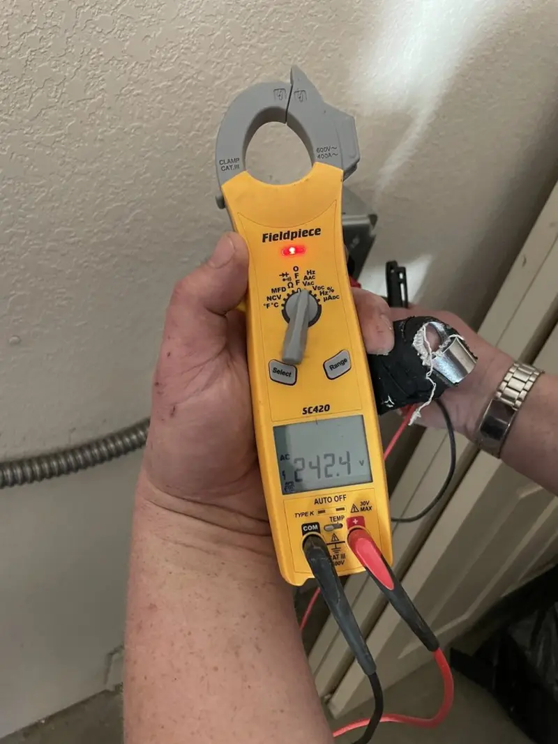 Voltage testing with clamp meter during Generator Installation in Quitman